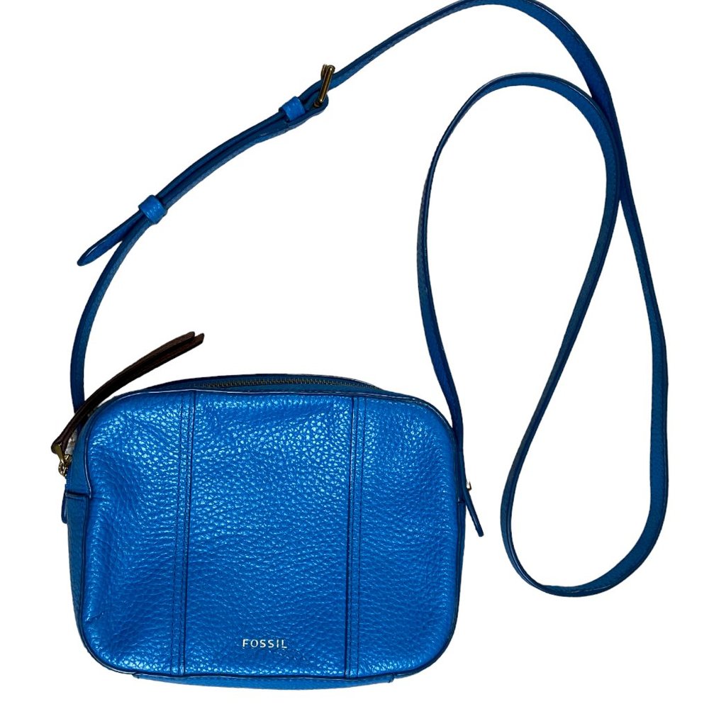 Fossil Gemma Leather Crossbody Cerulean Blue with Adjustable Strap Shoulder Bag - Picture 15 of 16